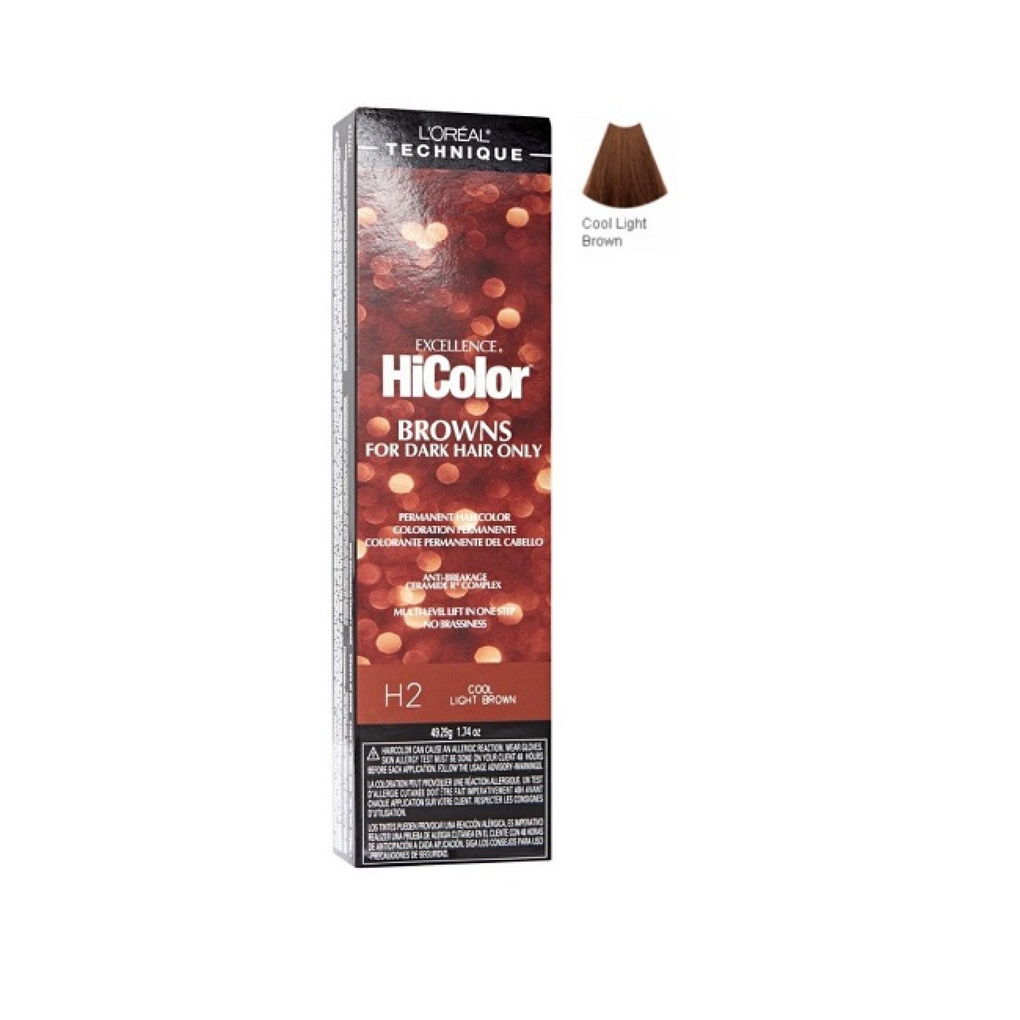 L'Oreal Excellence HiColor H2 Cool Light Brown For Dark Hair Only